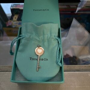 Tiffany & Co. Silver and pink enamel Heart Key Pendant